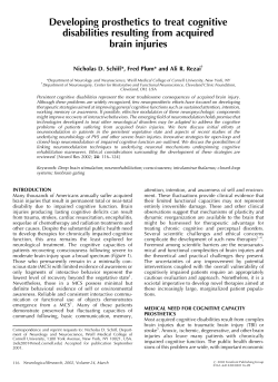 Developing prosthetics to treat cognitive disabilities resulting from