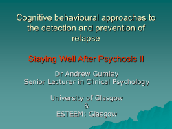 Cognitive behavioural approaches to the detection and prevention