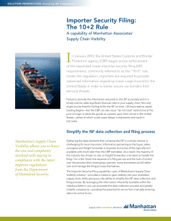 Importer Security Filing: The 10+2 Rule