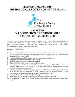 Nomination Form Physiological Society of New Zealand Triennial