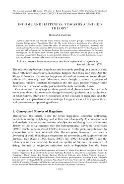INCOME AND HAPPINESS: TOWARDS A UNIFIED THEORYГ 1