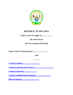 Standard Form of Contract for Supply of Goods for