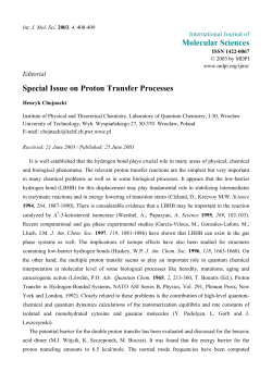 Special Issue on Proton Transfer Processes