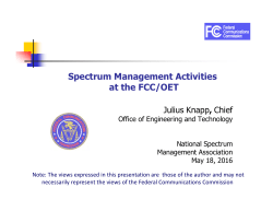Spectrum Management Activities at the FCC/OET