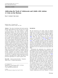 Addressing the Needs of Adolescents and Adults with Autism: A