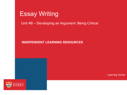Essay Writing - The University of Sydney