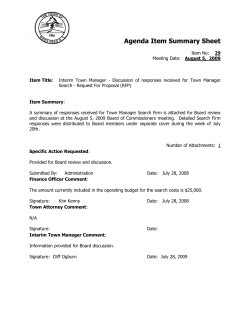 Agenda Item Summary Sheet