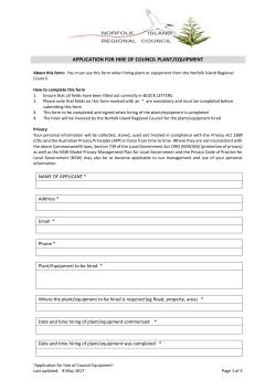 Application for Hire of Council Equipment
