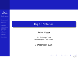 Big O Notation - University of Cape Town