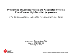 Figure 2. Profile of apolipoproteins and associated proteins