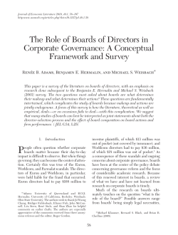 The Role of Boards of Directors in Corporate Governance