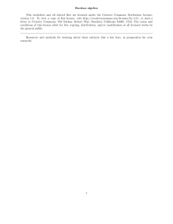 Boolean algebra This worksheet and all related files are licensed