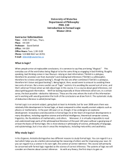 University of Waterloo Department of Philosophy PHIL 240