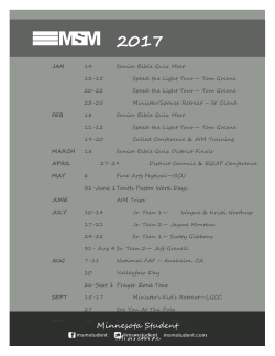 2017 MSM Calendar - Minnesota Student Ministries