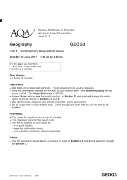 A-level Geography Question Paper Unit 03