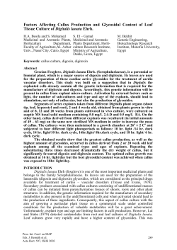 Factors Affecting Callus Production and Glycosidal Content of Leaf