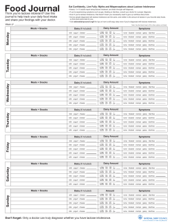 Lactose Intolerance Food Journal