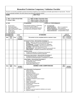 Biomedical Technician Competency Validation Checklist