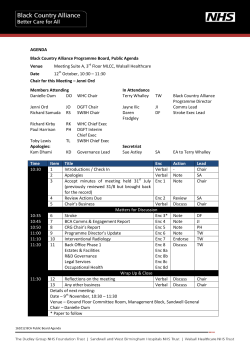 AGENDA Black Country Alliance Programme Board, Public Agenda
