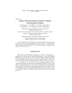NOVEL APPLICATIONS OF GROUP THEORY IN NUCLEAR PHYSICS