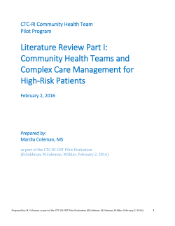Components of high performing CHTs and/or complex care