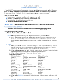 THE BIG IDEA: Preparation