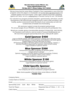 Gold Sponsor $400 Blue Sponsor $300 Child Specific Sponsor