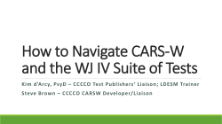 How to Navigate CARS-W and the WJ IV Suite of