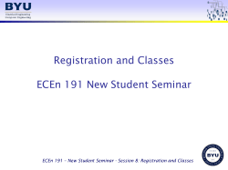New Student Seminar - Session 8: Registration and Classes