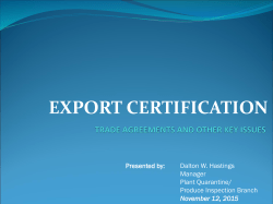 Role and Function of Plant Quarantine/ Produce Inspection Unit in