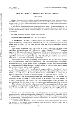 How to Generate Factored Random Numbers | SIAM Journal on