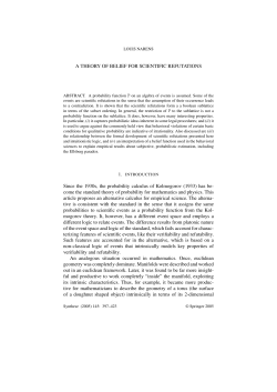 A THEORY OF BELIEF FOR SCIENTIFIC REFUTATIONS Since the