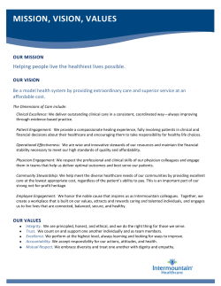 mission, vision, values - Intermountain Healthcare