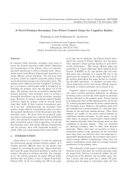A Novel Primary-Secondary User Power Control Game for Cognitive