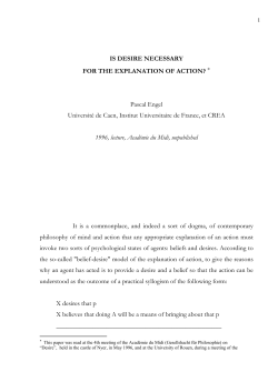 IS DESIRE NECESSARY FOR THE EXPLANATION OF ACTION
