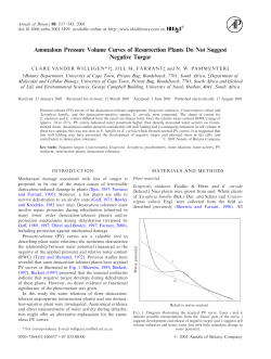 Anomalous Pressure Volume Curves of Resurrection Plants Do Not