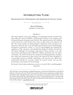 Interrupting Flow: Researching Play, Performance and Immersion in