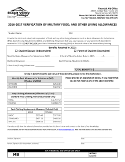 Military Food, and Other Living Allowances Verification
