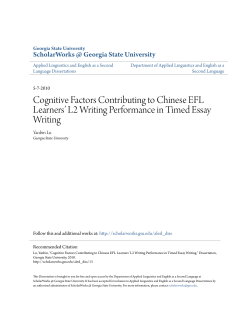 Cognitive Factors Contributing to Chinese EFL Learners` L2 Writing