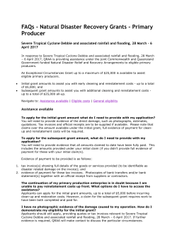 FAQs - Natural Disaster Recovery Grants