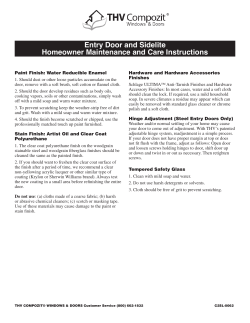 Entry Door and Sidelite Homeowner Maintenance and Care