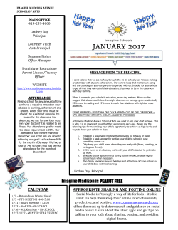 January 2017 Principal Letter - Imagine Madison Avenue School of