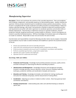 Manufacturing Supervisor