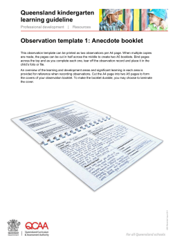 Queensland kindergarten learning guideline: Observation template 1