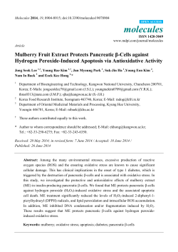 Mulberry Fruit Extract Protects Pancreatic &beta;-Cells against
