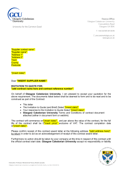 Quotation Award Letter - Glasgow Caledonian University