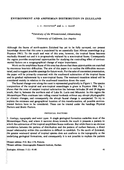 ENVIRONMENT AND AMPHIBIAN DISTRIBUTION IN ZULULAND