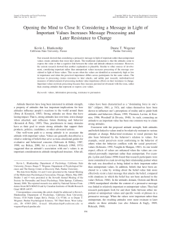 Considering a Message in Light of Important Values Increases