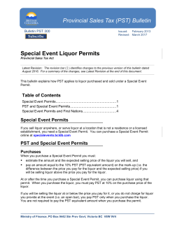 Bulletin PST 300, Special Event Liquor Permits