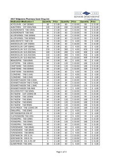 Page 1 of 3 Medication Medication Quantity Price Quantity Price